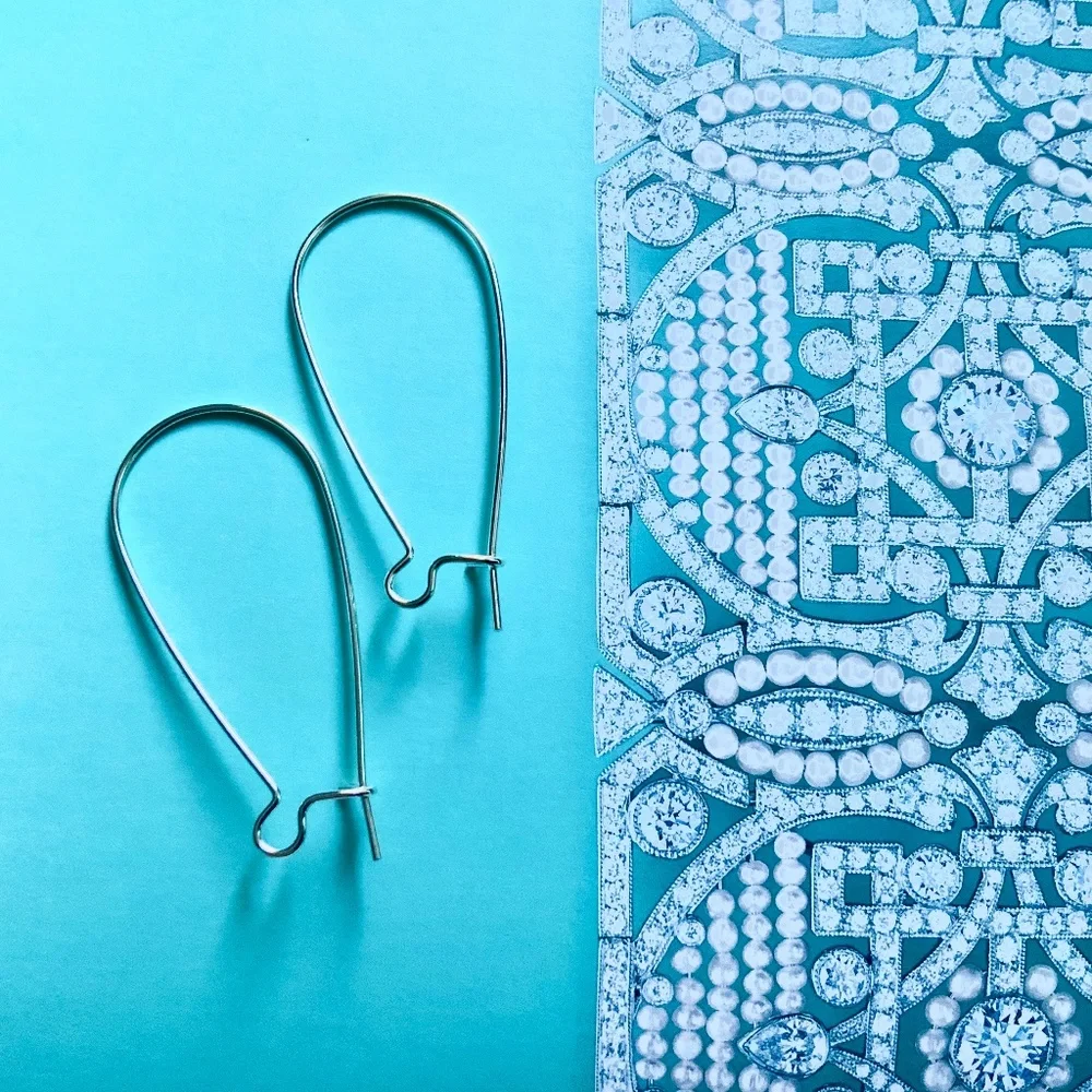 Luxury Simple Minimalist Women’s Sterling Silver Earrings 1.5 x 0.5 in